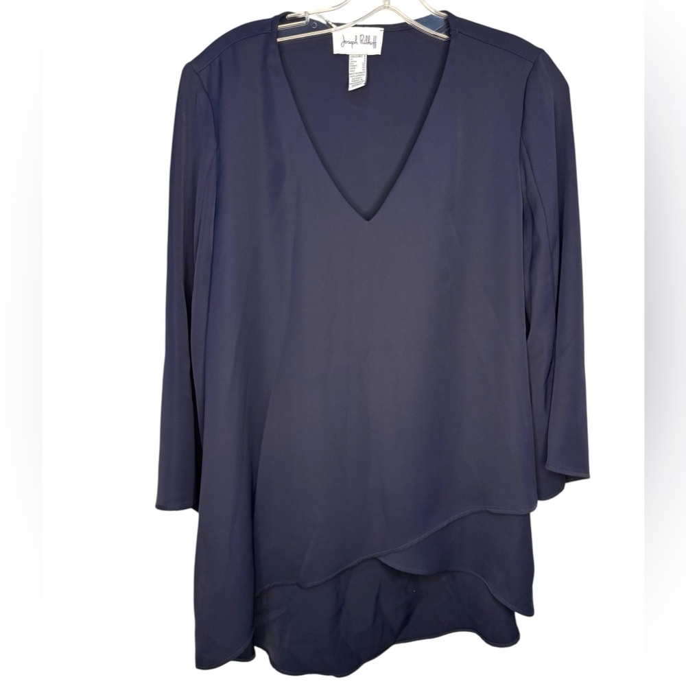 Joseph Ribkoff Midnight Blue Navy V-Neck Blouse Layered - size 6